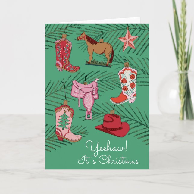 Navidades de la niña de campo doblados tarjetas de (Anverso)