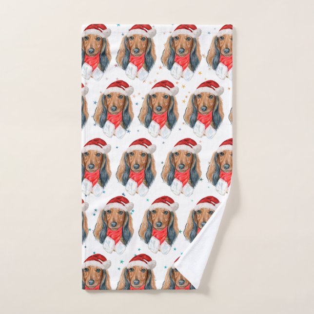 Navidades de la raza de perro de Dachshund (Toalla de mano)