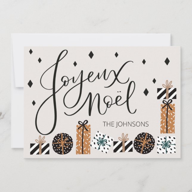 Navidades de la tarjeta de saludo plana Joyeux Noe (Anverso)