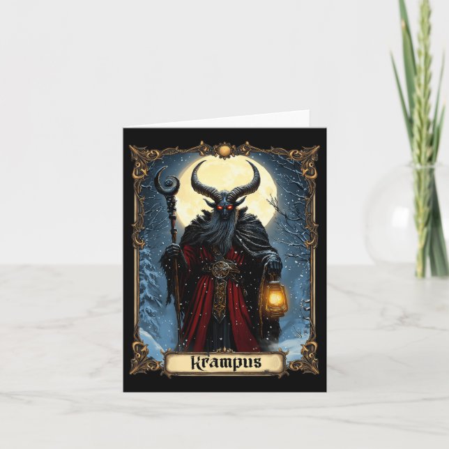 Navidades de la tarjeta Merry Krampus Tarot horror (Anverso)