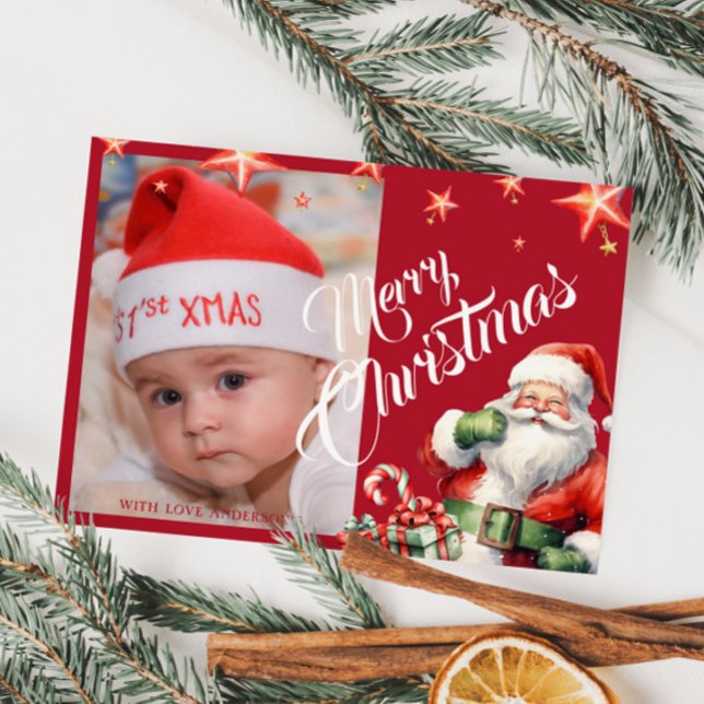Navidades de la tarjeta postal roja de foto person (Subido por el creador)