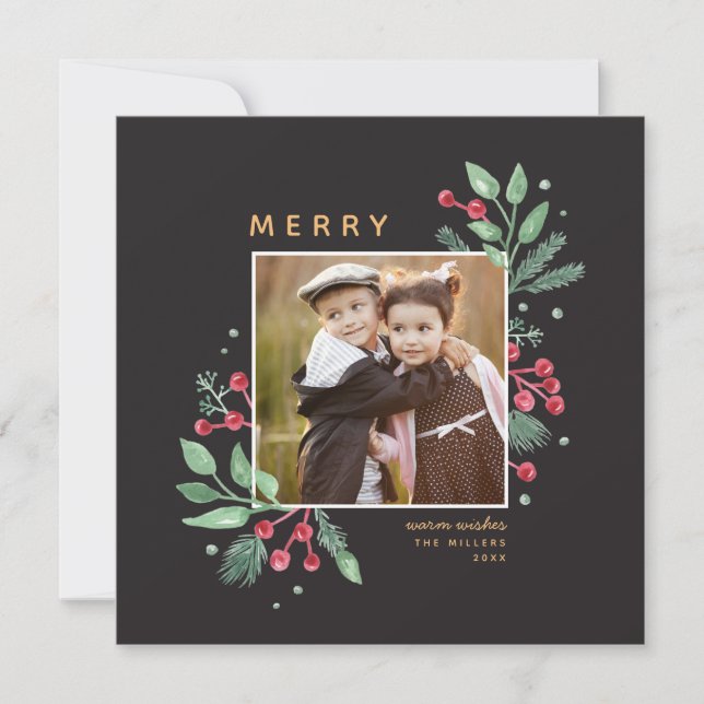 Navidades de la vegetación de Winter Berries Foto  (Anverso)