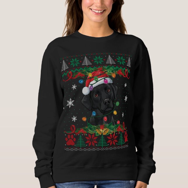 Navidades de Laboratorio Negra Santa Ugly Sweater  (Anverso)