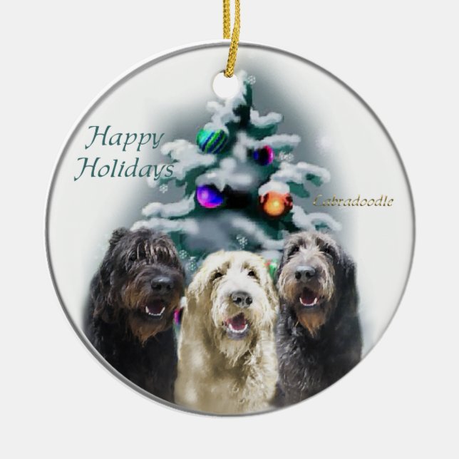 Navidades de Labradoodle Regalos Ornamentos (Frente)
