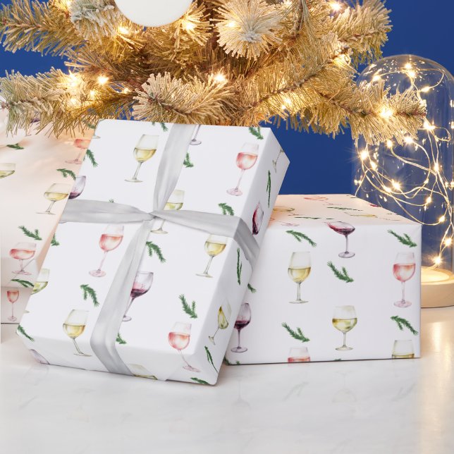 Navidades de lentes de vino papel de envoltura de  (Vacaciones)