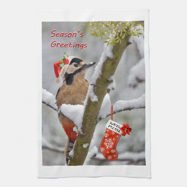 Navidades de madera toalla de cocina (Vertical)