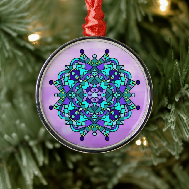 Navidades de manala azul y púrpura Ornamento cerám (Árbol)