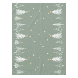 Navidades de manteles verdes con árboles blancos