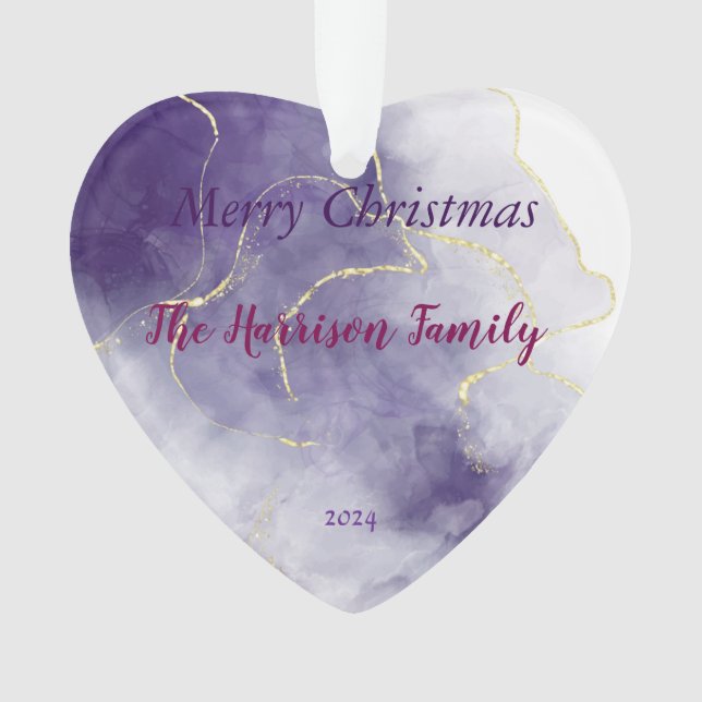 Navidades de mármol acuático Ornamento acrílico de (Anverso)