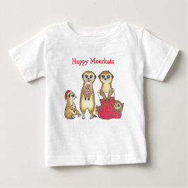 Navidades de Meerkat festejan camiseta bebé