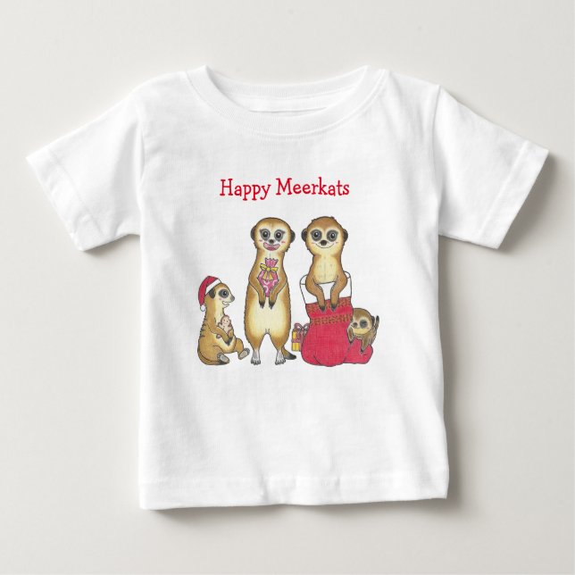 Navidades de Meerkat festejan camiseta bebé (Anverso)