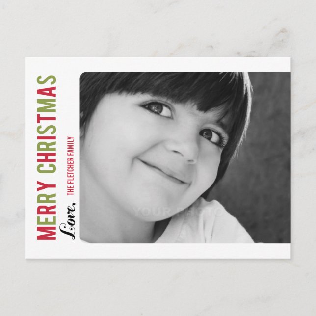 Navidades de mensajes simples/ tarjeta fotográfica (Anverso)