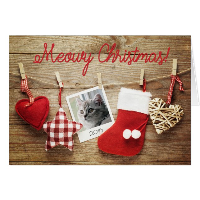 Navidades de Meowy, plantilla de fotos. Tarjeta (Anverso (Horizontal))