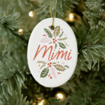 Navidades de Mimi Bright Holly Foto Ornamento Cerá<br><div class="desc">Este elegante adorno cuenta con una vegetación de invierno pintada a mano en colores vivos. Personaliza la parte posterior con tu propia foto. Ver regalos de vacaciones y más en www.zazzle.com/store/nbpaperco</div>