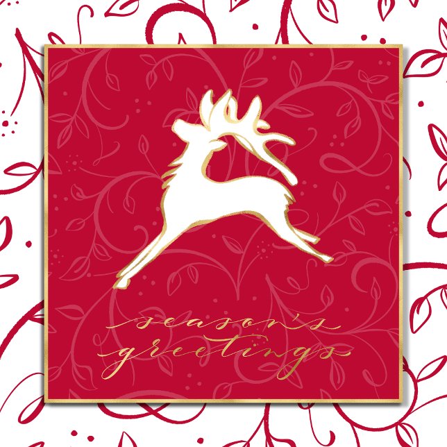 Navidades de moda bailarín cuadrado en tarjeta roj (Subido por el creador)