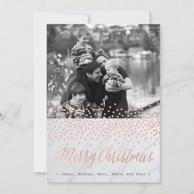 NAVIDADES de moda Subió tarjetas de fotos de oro y (Anverso)