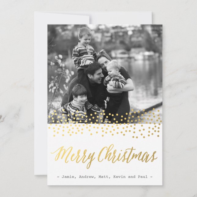 NAVIDADES de moda tarjetas de foto de oro de confe (Anverso)