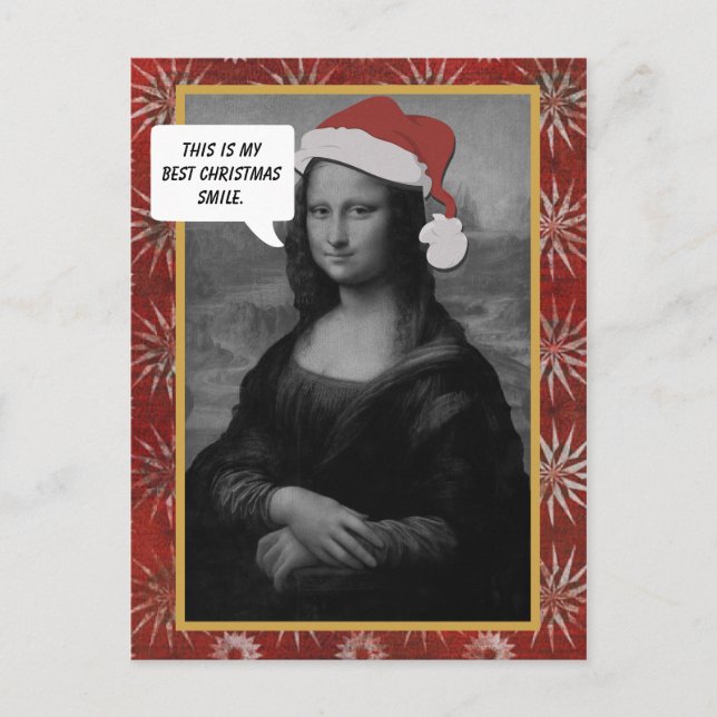 Navidades de Mona Lisa sonríen tarjeta anti Navida (Anverso)