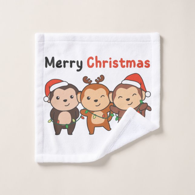 Navidades de monos Animales Monos Feliz Navidad (Toallita)