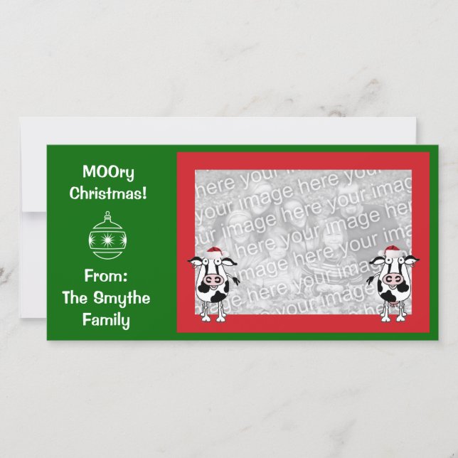¡Navidades de MOO! Tarjeta fotográfica. (Anverso)