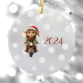 Navidades de motocicleta Ornamento cerámico Elf