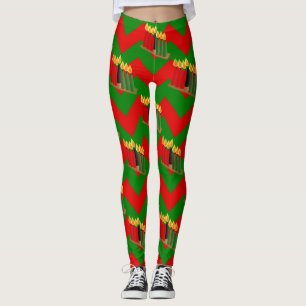navidades de navidad chevron kwanzaa leggings