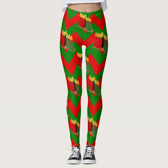 navidades de navidad chevron kwanzaa leggings (Anverso)