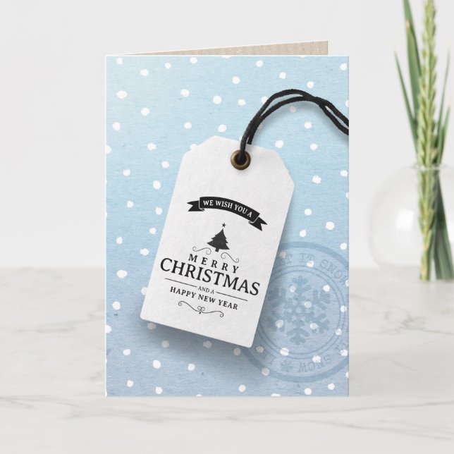 Navidades de negocios Tarjeta azul Etiqueta de nie (Anverso)