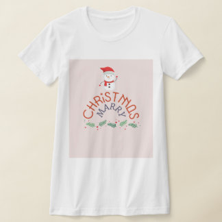 Navidades de nevado de Camiseta de tono rosa
