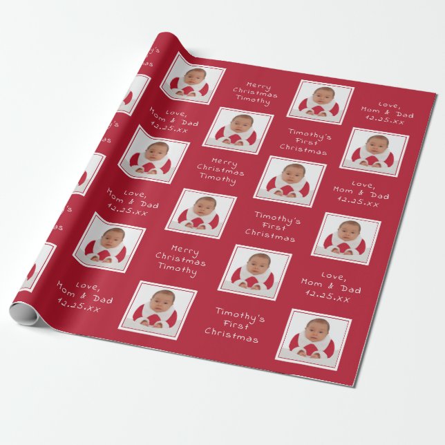 Navidades de nombres personalizados de fotos Papel (Desenrollado)
