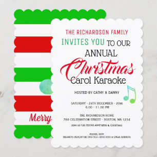 Navidades de Nota Musical Carol Karaoke Invitación