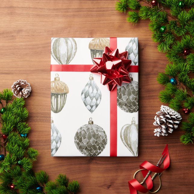 Navidades de ornamentos de oro envolver papel (Regalo de vacaciones)