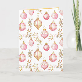 Navidades de Ornamentos de Oro Rosado Tarjeta de v