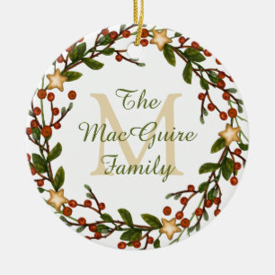 Navidades de ornamentos fotográficos Wreath Monogr