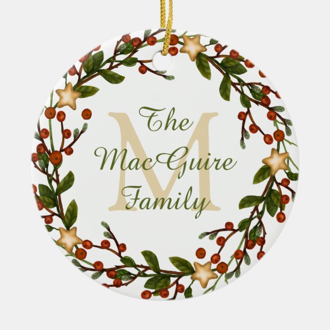 Navidades de ornamentos fotográficos Wreath Monogr (Frente)
