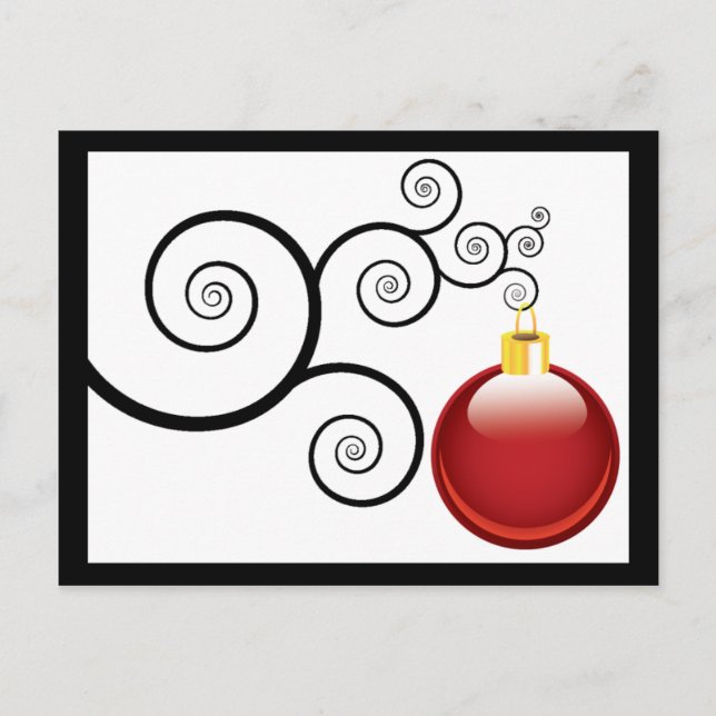 Navidades de Ornamentos Rojos Saludos Postales (Anverso)