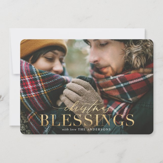 Navidades de oro bendiciendo tarjeta de foto de ye (Anverso)