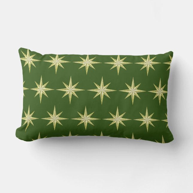 Navidades de oro estrellas almohada lumbar (Anverso)