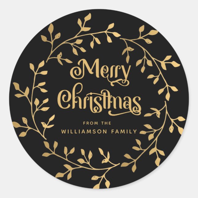 Navidades de oro modernos con Sello para sobres ne (Anverso)