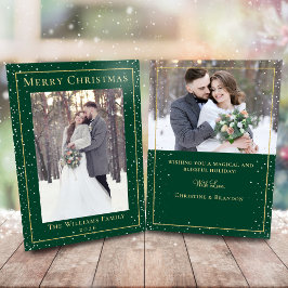 Navidades de oro verde nevan 2 tarjeta de vacacion