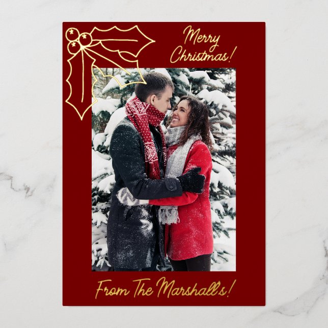 Navidades de Oro y Rojo Festividad de Holly & Berr (Anverso)