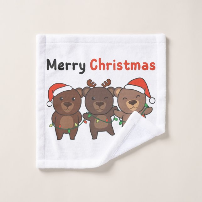 Navidades de oso Animales llevan Feliz Navidad (Toallita)