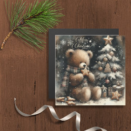 Navidades De Oso De Teddy Saludan Tarjeta Magnétic