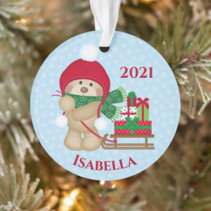 Navidades De Oso De Teddy Teddy Ornamento De Sleig