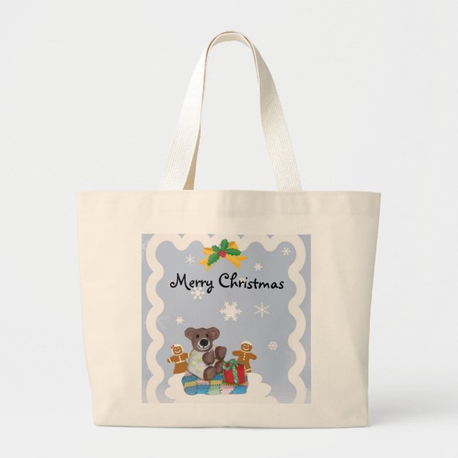 Navidades de oso pequeño Jumbo Bolsa Tote (Frente)