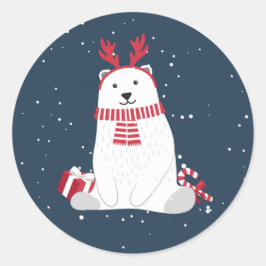 Navidades de oso polar ID851 Pegatina redondo clás