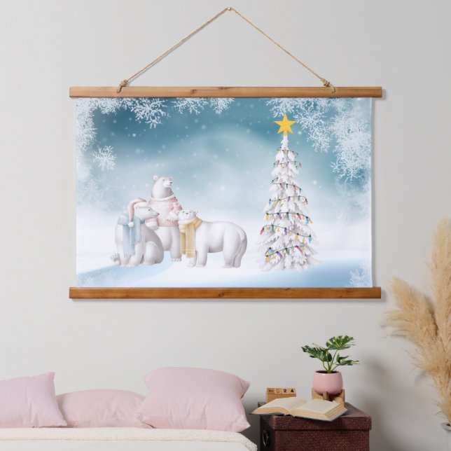 Navidades De Oso Polar Tapiz De Madera (Dormitorio)