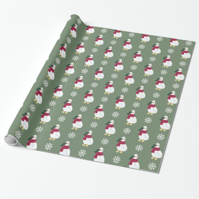 Navidades de pato envueltos de regalo, papel de en (Desenrollado)