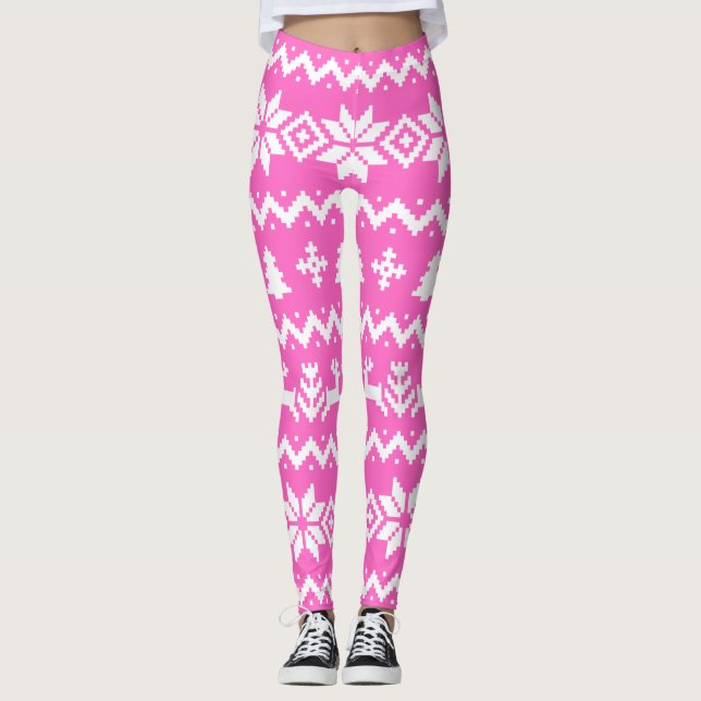 Navidades de patrón de suéter feo Leggings (Anverso)