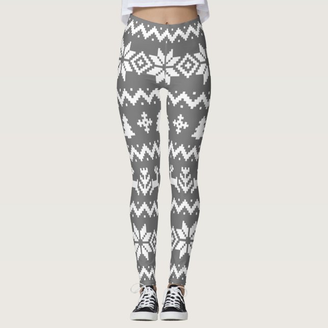 Navidades de patrón de suéter feo Leggings (Anverso)